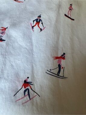 ⁠J.Crew Ski Print Cotton Pajama Pants XL White Alpine Winter Loungewear⁠